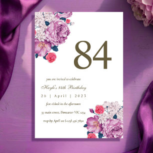 Lila Blumige Botanische Einfache Elegante 84. Gebu Einladung