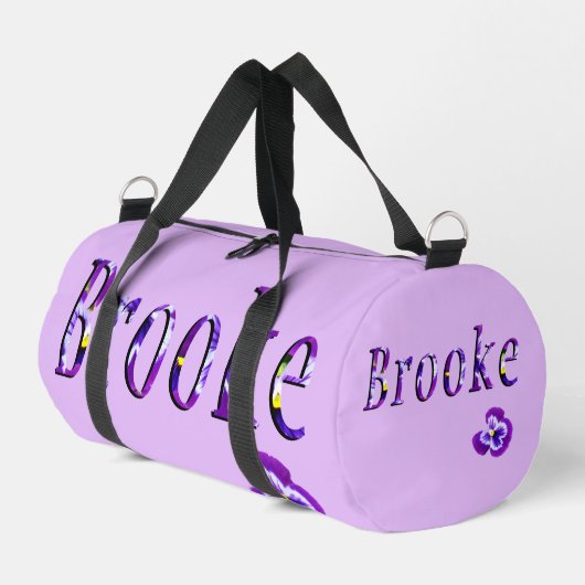 Lila Blumige Brooke Name, Duffle Bag (Linke Seite)