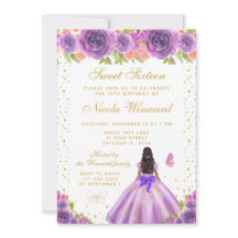 Lila Blumige Dark Skin Prinzessin Sweet Sixteen