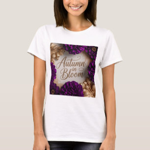 Lila Blumige Flat Lay Schrift Herbst Lifestyle Kun T-Shirt