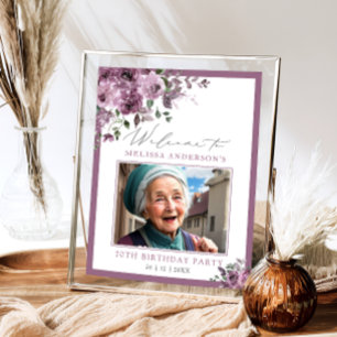 Lila Blumige Foto Willkommen zum Geburtstag jedes Poster