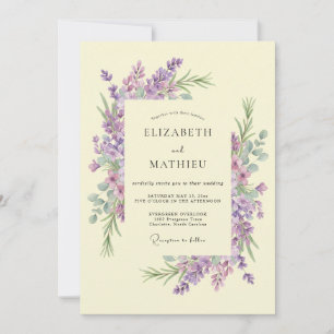 Lila Blumige Hochzeit Einladung