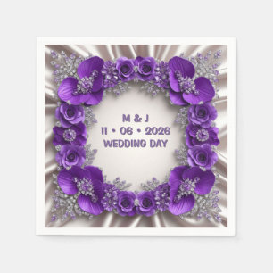 Lila Blumige Hochzeit Lebendige Botanische Details Serviette