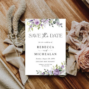 Lila Blumige Hochzeit Save The Date Einladung