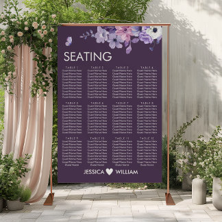 Lila Blumige Hochzeit Sitzplan Poster