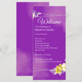 Lila Blumige Hochzeitsprogramm (Vorne/Hinten)