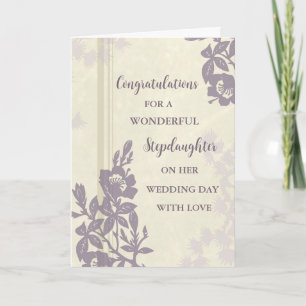 Lila Blumige Hochzeitstag der Stieftochter Karte