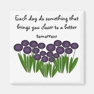 Lila Blumige Inspirationsbotschaft Magnet