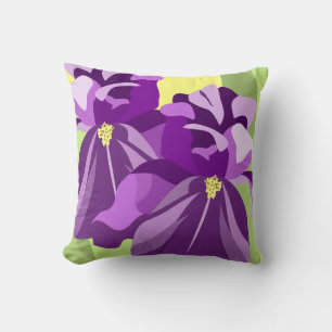 Lila Blumige Iris-Kissen Kissen