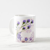 Lila-blumige Keramik-Kaffeetasse | Wasserfarben-Fl Kaffeetasse (Vorderseite Links)