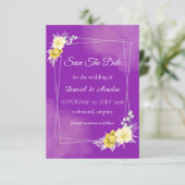 Lila Blumige Save-The-Date-Karte Save The Date (Stehend Vorderseite)