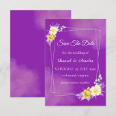 Lila Blumige Save-The-Date-Karte Save The Date (Vorne/Hinten)