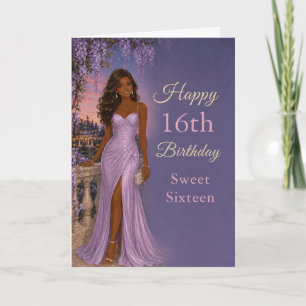 Lila Blumige Sweet 16 Geburtstagsfeier Karte