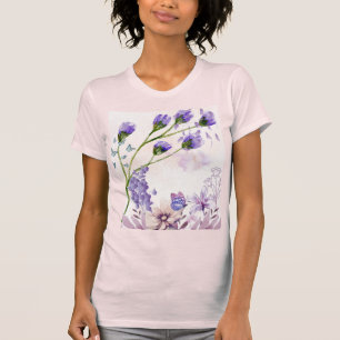 Lila-blumiges ästhetisches Frauen-T-Shirt Wasser T-Shirt