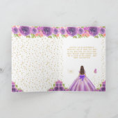 Lila-blumiges dunkelhaariges Mädchen Sweet Sixteen Karte (Innenseite)