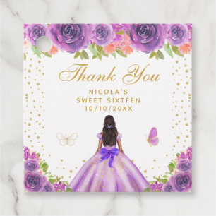 Lila Blumiges Dunkle Haut Prinzessin Sweet Sixteen Geschenkanhänger
