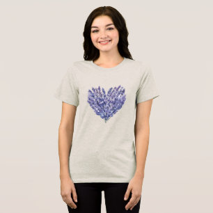 Lila Blumiges Herz Tri-Blend Shirt