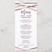 Lila Blush and Rose Gold Streamer Menükarte (Vorderseite)