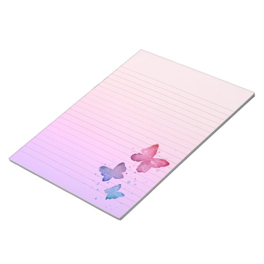 Lila Blush-Butterfly Lined Notes Papier Notepad Notizblock (angewinkelt)