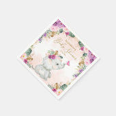 Lila Blush Floral Elephant Girl Babydusche Serviette (Ecke)