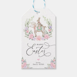 Lila Blush Floral Lamm Bunny Rabbit Happy Osterfei Geschenkanhänger