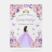 Lila Blush Floral Quinceañera Willkommen Acrylschild (Vorderseite)