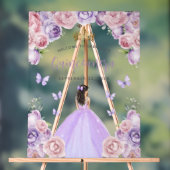 Lila Blush Floral Quinceañera Willkommen Acrylschild (Neutral)