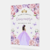 Lila Blush Floral Quinceañera Willkommen Acrylschild (Winkel)
