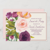 Lila Blush Pink Aquarell Blütencreme Süß 16 (Vorne/Hinten)