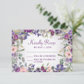 Lila Blush Pink Bläschen Foliage UAWG RSVP Karte (Stehend Vorderseite)