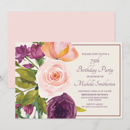 Lila Blush Pink Bläsercreme 75. Geburtstag (Vorne/Hinten)