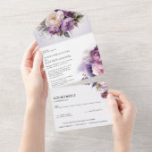 lila Blush Pink Blues Hochzeit All In One Einladung (Abreißen)