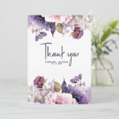 lila Blush Pink Blues Hochzeit Dankeskarte (Stehend Vorderseite)