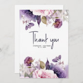 lila Blush Pink Blues Hochzeit Dankeskarte (Vorne/Hinten)