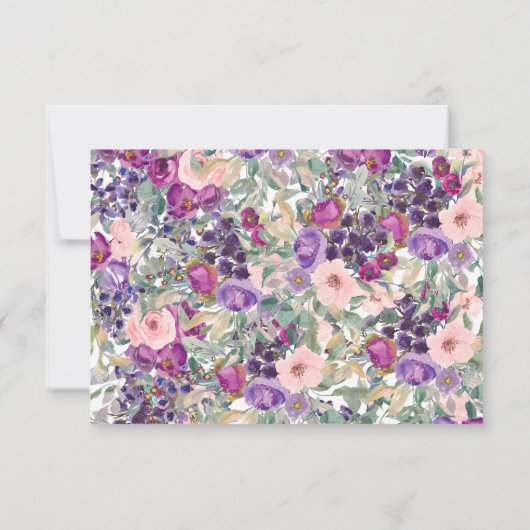 Lila Blush Pink Blumenblätterung Geburtstag Dankeskarte (Rückseite)