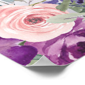 Lila Blush Pink Blumenfoliage 90. Geburtstag Poster (Ecke)