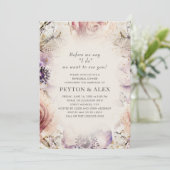 Lila Blush Pink Blütencreme Einladung (Stehend Vorderseite)