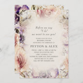 Lila Blush Pink Blütencreme Einladung (Vorne/Hinten)