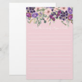 Lila Blush Pink Blütenweiß Linse Briefpapier (Vorne/Hinten)