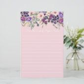 Lila Blush Pink Blütenweiß Linse Briefpapier (Stehend Vorderseite)