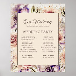 Lila Blush Pink Cream Wedding Party Poster