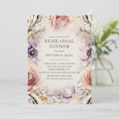 Lila Blush Pink Floral Butterfly Creme Hochzeit Einladung (Stehend Vorderseite)