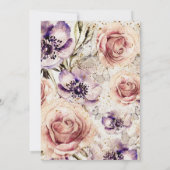 Lila Blush Pink Floral Butterfly Creme Hochzeit Einladung (Rückseite)