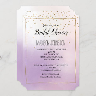 Lila Blush Pink Nebel Romantische Goldfetti Einladung