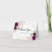 Lila Blush-Rose Blumenhochzeit Dankeschön Karte (Vorderseite)