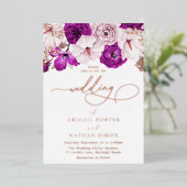 Lila Blush & Rose Folieneinladung (Stehend vorne)