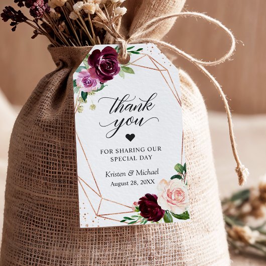 Lila Blush Rose Gold Hochzeit Vielen Dank Geschenkanhänger