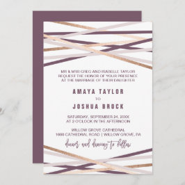 Lila Blush & Rose Gold Streamers feierliche Hochze Einladung