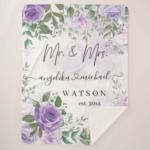 Lila Blush Rose Mr. and Mrs. Modern Script Sherpadecke