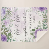 Lila Blush Rose Mr. and Mrs. Modern Script Sherpadecke (Vorderseite (Horizontal))